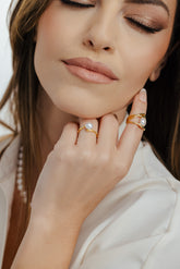 BAMBOO SCULPTURAL PEARL RING